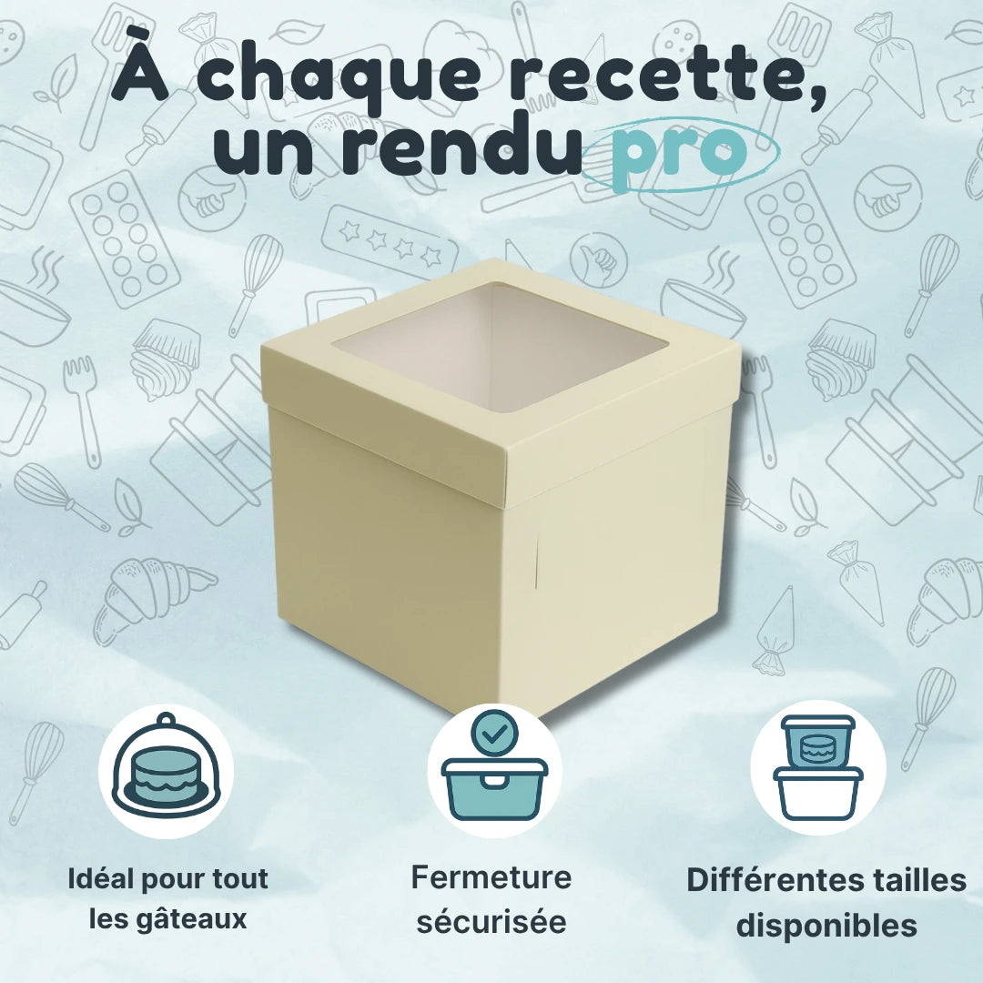 Boîte pâtissière carrée avec fenêtre