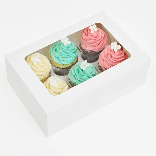 Boîte à cupcakes avec fenêtre - 6 pièces