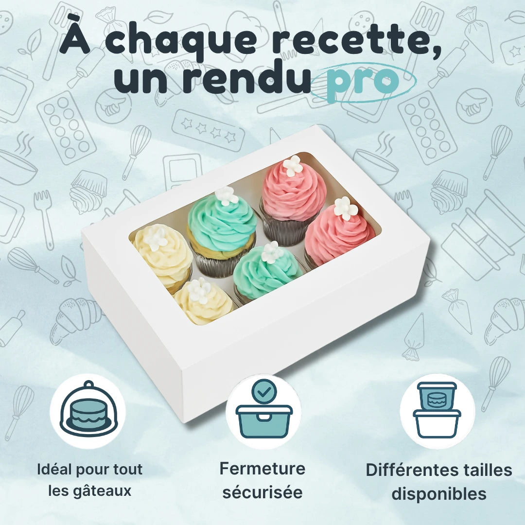 Boîte à cupcakes avec fenêtre - 6 pièces