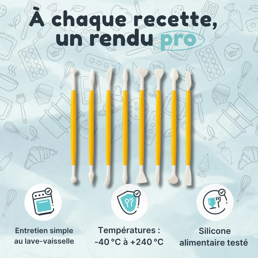 Set de 8 outils de modelage pour pâte à sucre