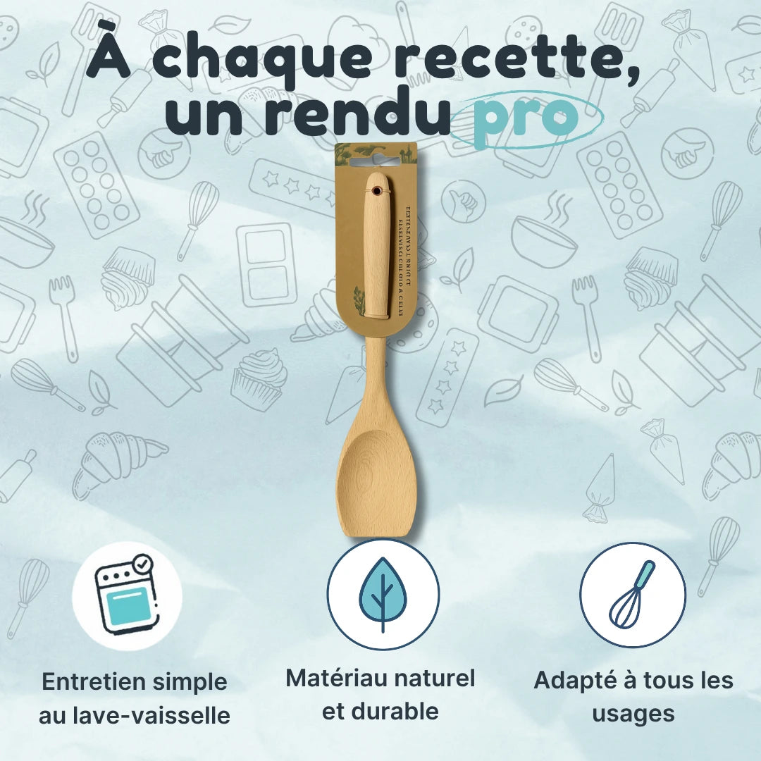 Cuillère en bois naturelle avec manche épais