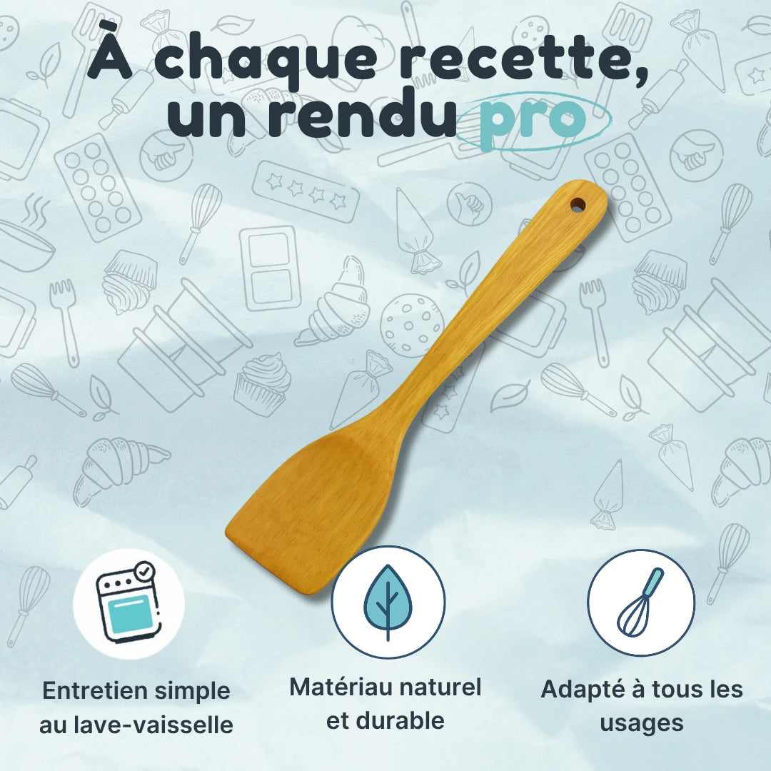 Spatule en bois pour mélange et cuisson