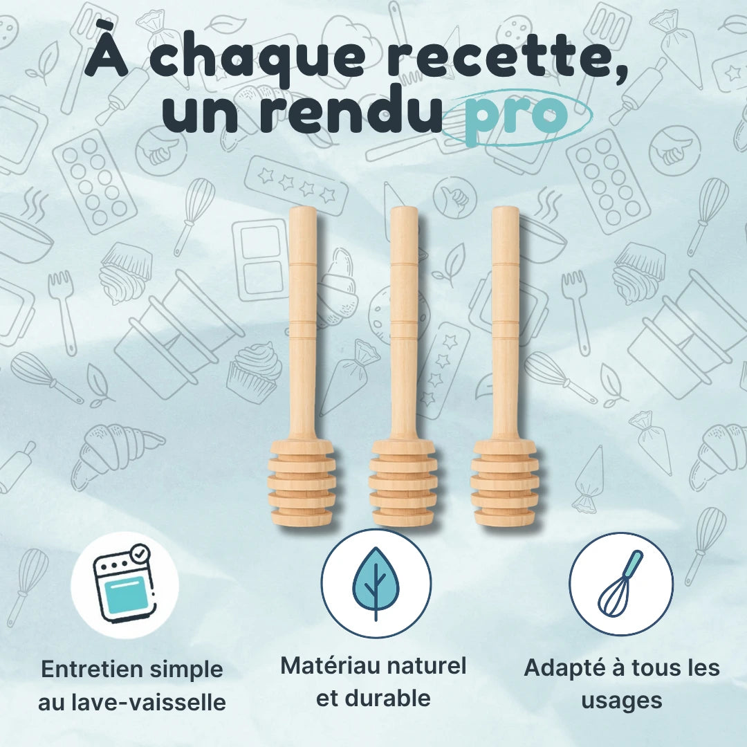 Cuillère à miel en bois (Lot de 3)