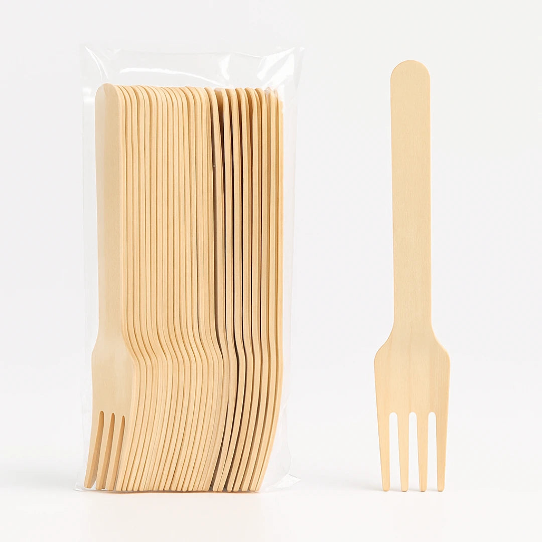 Fourchettes en bois jetables (Lot de 50)